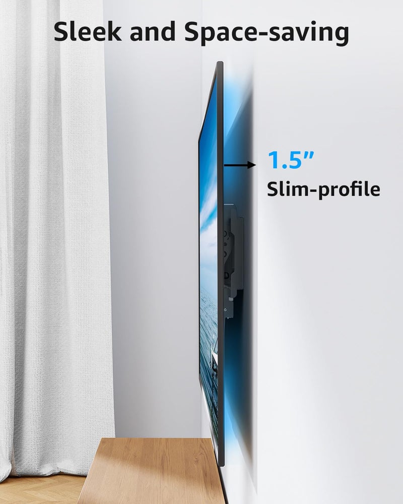 MOUNTUP حامل تلفاز MOUNTUP لتثبيت التلفاز على الحائط، حامل مائل للتلفاز لمعظم الشاشات المسطحة/المنحنية بحجم 37-82 بوصة، تصميم منخفض لتوفير المساحة، أقصى VESA 600x400mm، يتحمل حتى 132 رطل، يناسب دعامات 16" 18" 24" MU0008 - Image 3